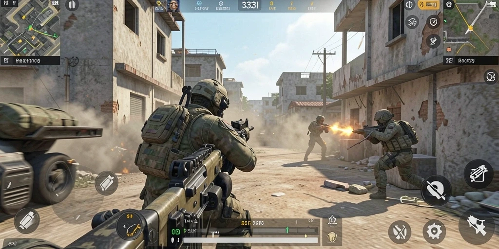 Screenshot gameplay <strong>333I</strong> yang mendebarkan dalam pertempuran TPS.