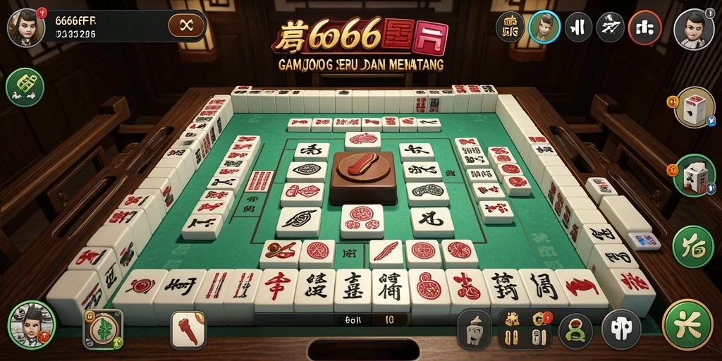 Screenshot 666FF menampilkan gameplay seru dalam permainan Mahjong.