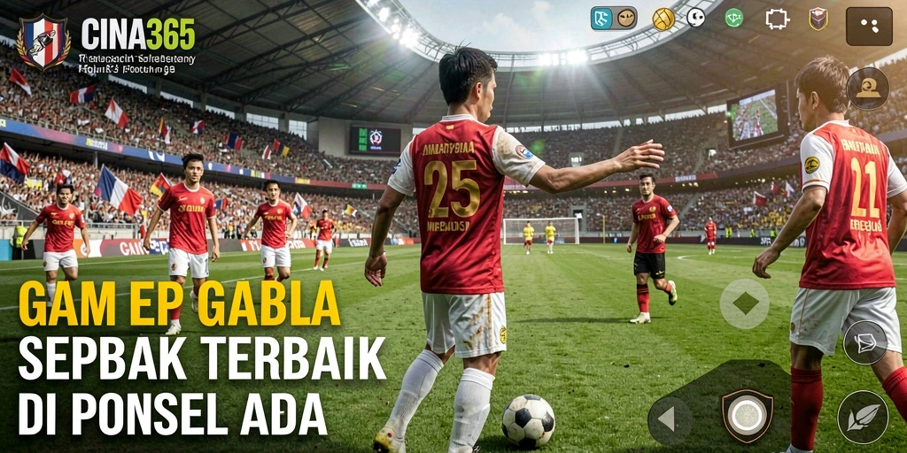 Screenshot CINA365 menampilkan aksi mendebarkan di lapangan sepak bola.