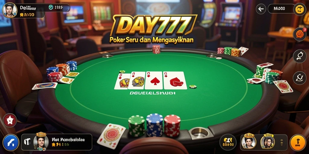 Screenshot utama DAY777 menampilkan gameplay Poker yang seru dan interaktif.