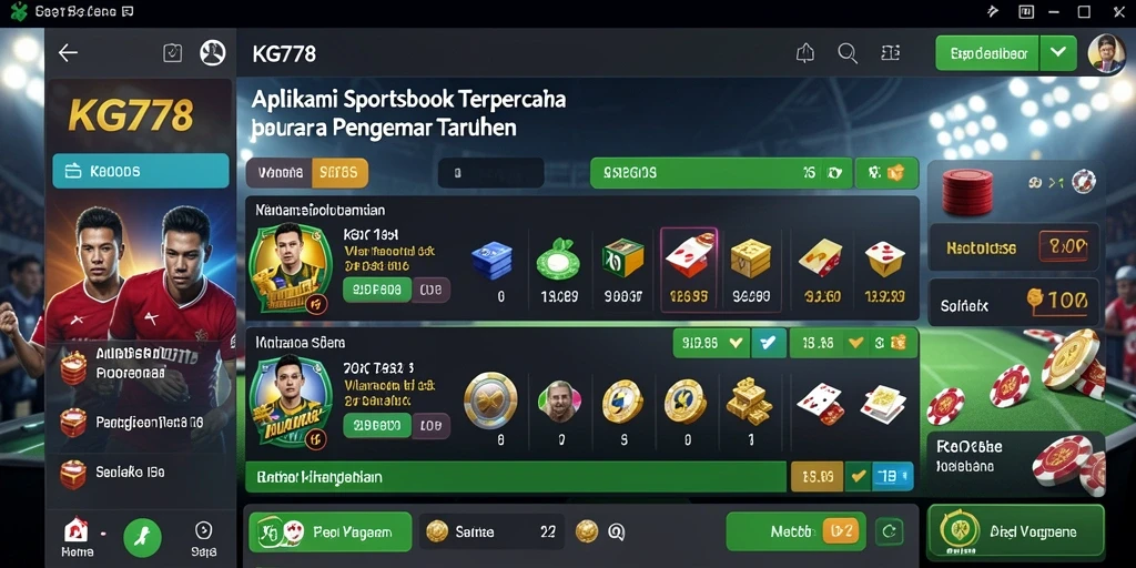 Screenshot gameplay KG778 menampilkan fitur taruhan olahraga yang interaktif.