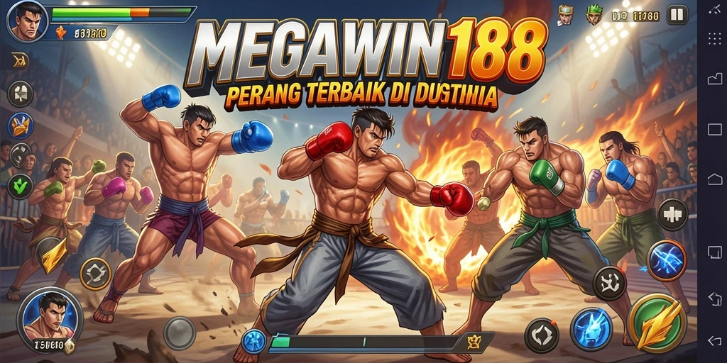 Tampilan gameplay intens di MEGAWIN188 dengan karakter bertarung.