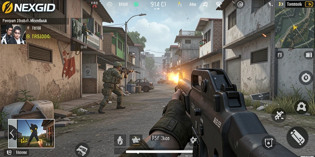 Screenshot dari gameplay intens NEXGID yang penuh aksi.
