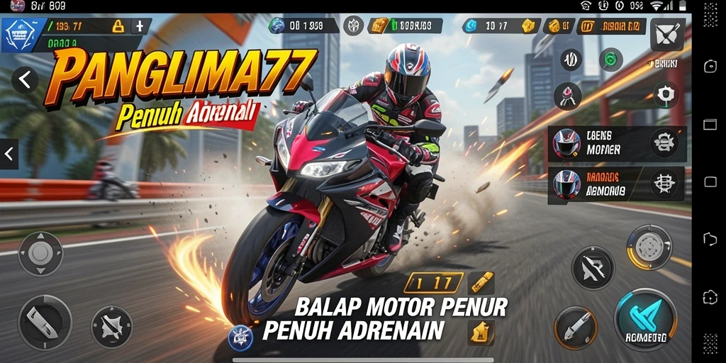 Gameplay seru dalam balap motor dengan lintasan beragam.