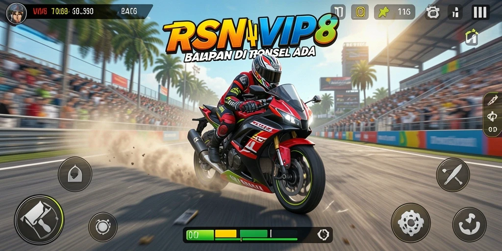 Tampilan gameplay RSNVIP8 yang menegangkan dalam balapan motor.