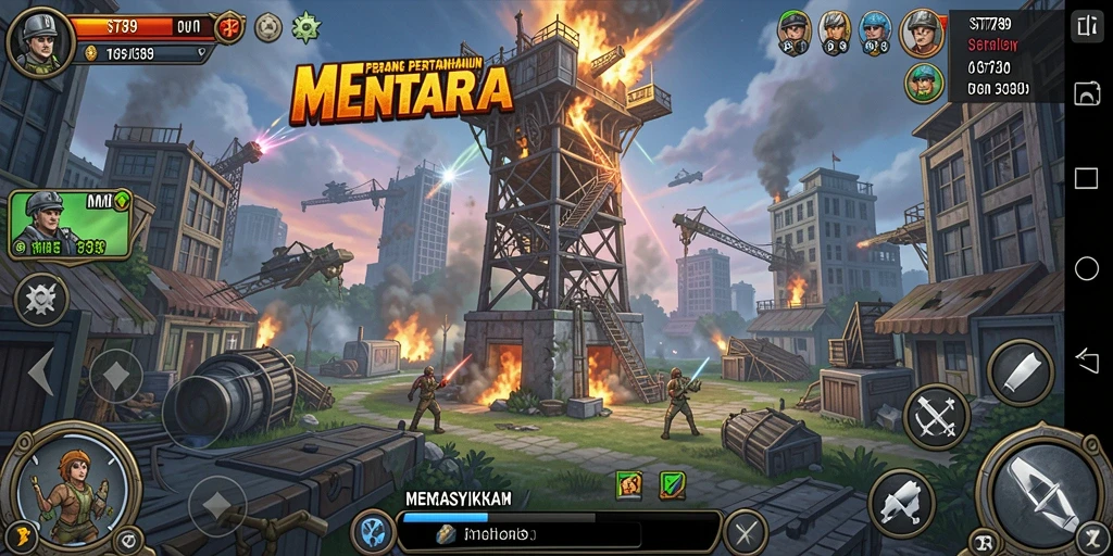 Tampilan gameplay ST789 yang seru di dalam pertahanan menara.