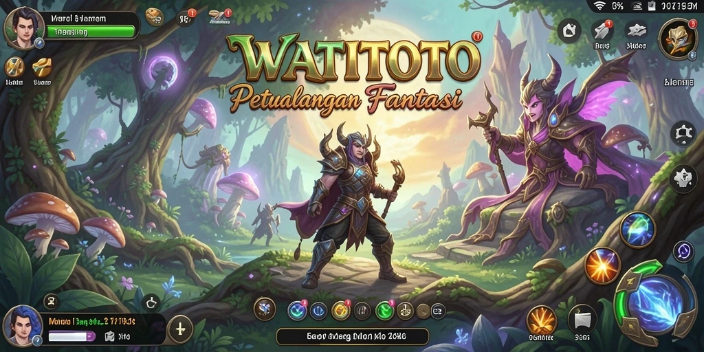 Screenshot WATITOTO menampilkan karakter yang bertarung dalam pertempuran epik.